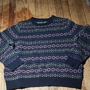 Navy and Gray Patterned Men's Sweater